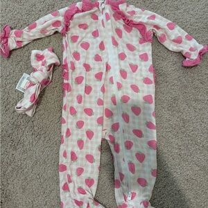 Strawberry Heart Kids Footie Pajamas